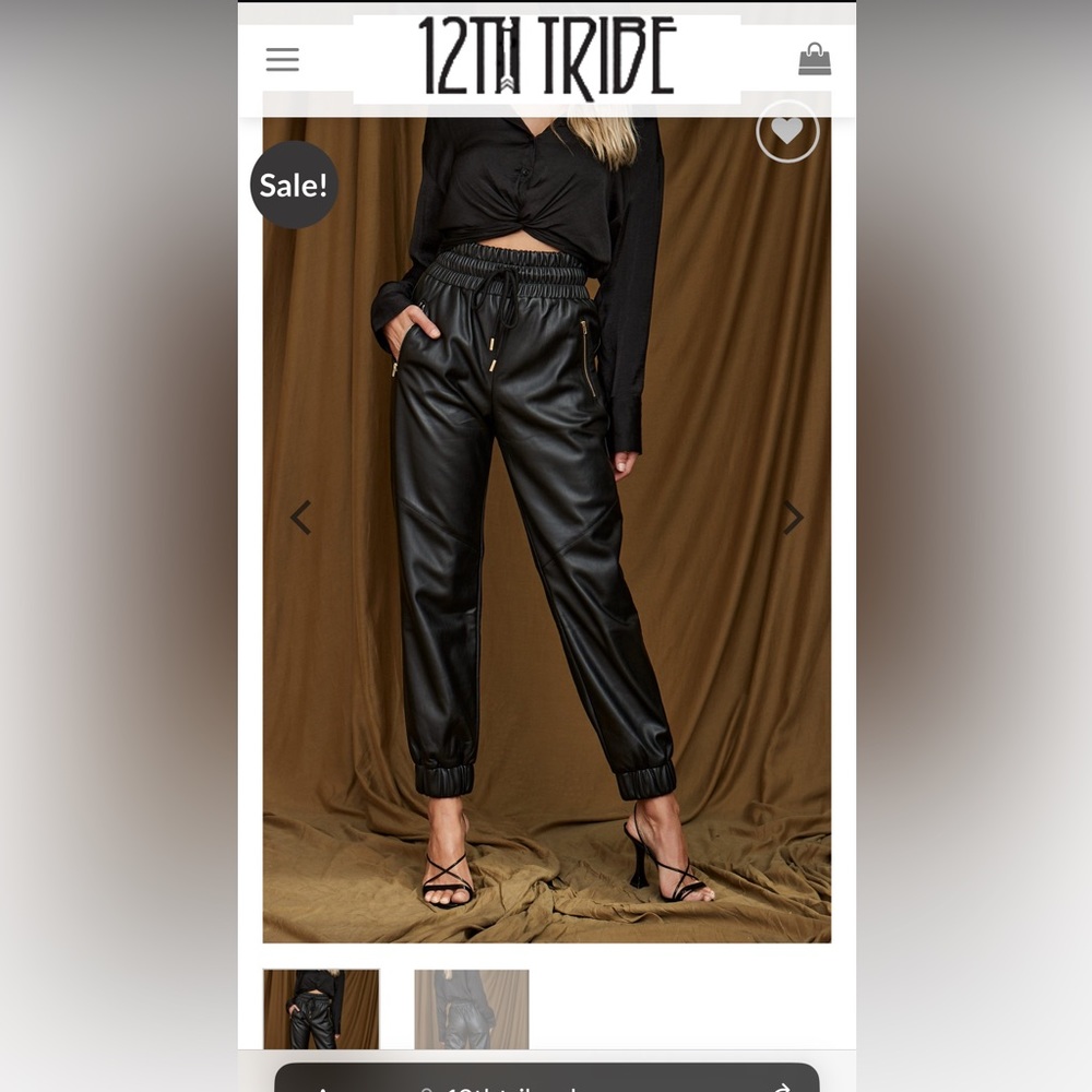 12th Tribe Vegan Leather Jogger - Army Green